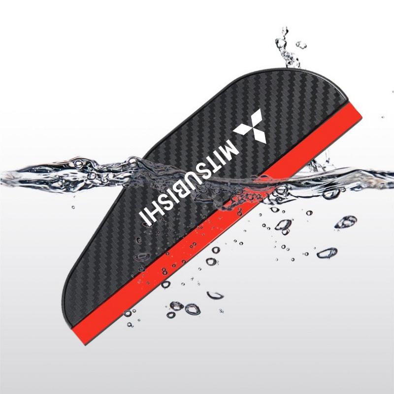 2Pcs Car Rearview Mirror Rain Eyebrow Carbon Fiber Sun Visor Shade Cover Protector for Mitsubishi L200 Pajero Outlander Eclipse