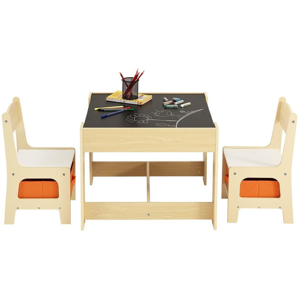 Kids Table and Chair Set, Wooden Activity Table with Storage Space and Boxes, Kids Play Table for Toddlers Art, Craft, Reading, Learning