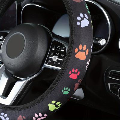 Coprivolante Universale per Volanti Rotondi e a D, Stagionale Elasticizzato in Fibra Sintetica, Senza Cerchio Interno, Motivi Zampa di Animale e Floreali