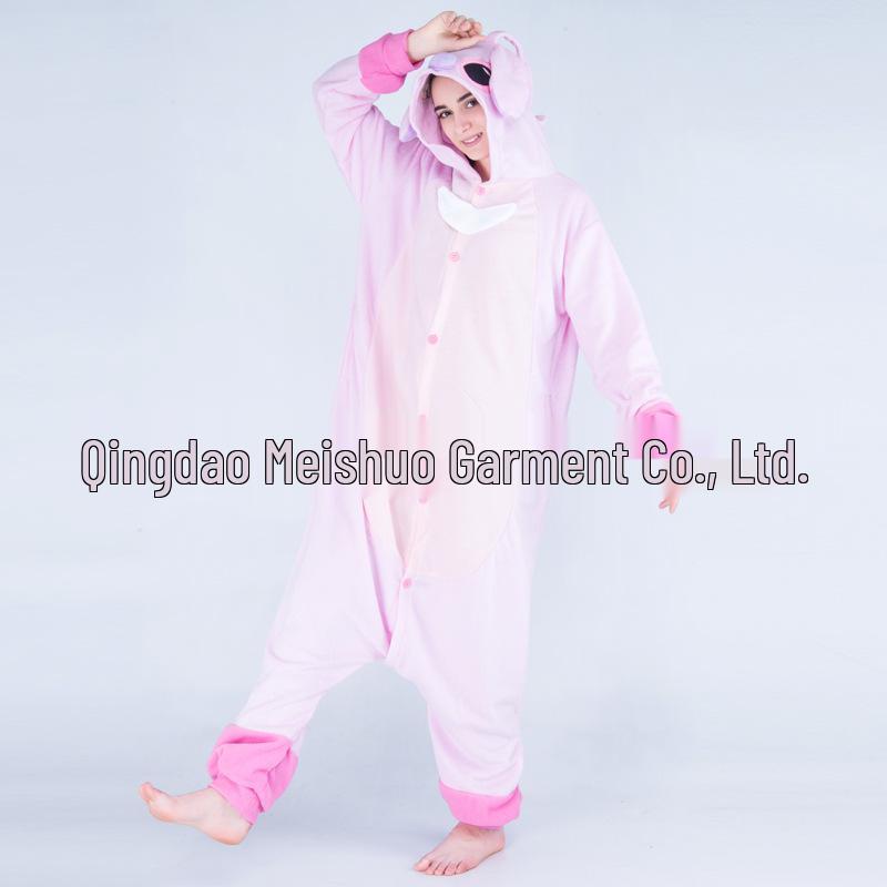 Růžové Modré Zvířecí Kreslené Fleecové Onesie Pyžamo pro Páry - Podzimní/Zimní Kolekce