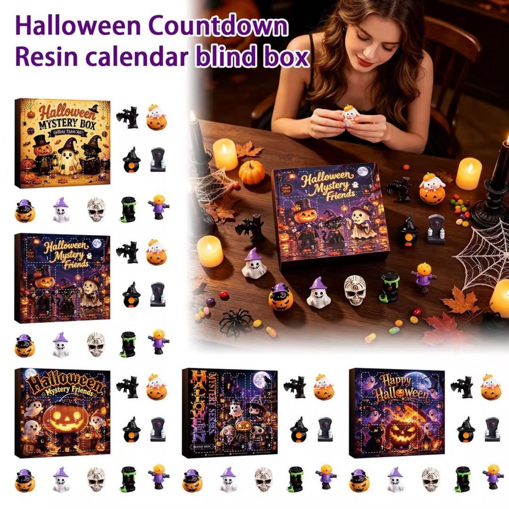 Halloween Countdown Calendar Resin Figurine 9-Day Advent Decor