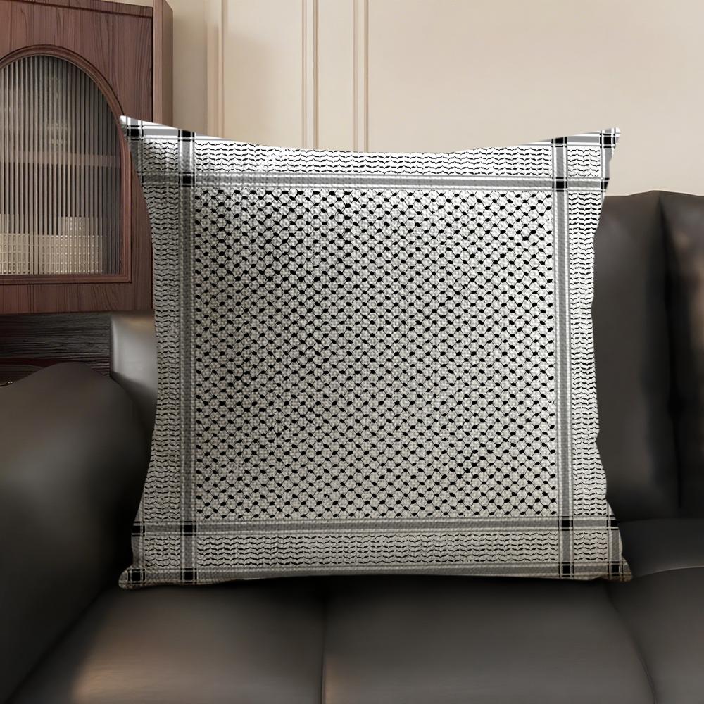 Arabische Keffiyeh Traditionelle Kissenhülle Naturleinen Bio-Stoff Zweiseitiger Druck Sofa Heimdekoration Geschenk Kissenbezug