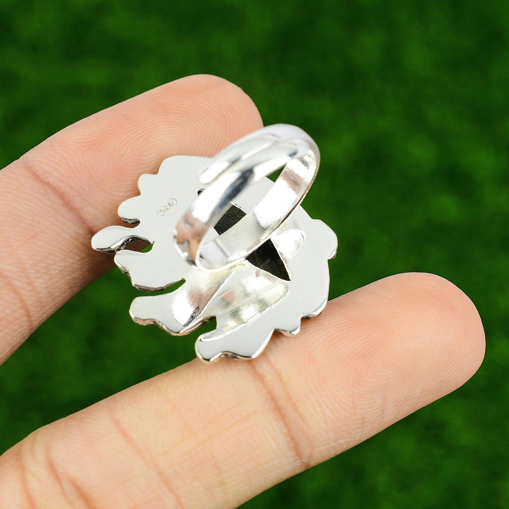 Natural Pietersite Gemstone 925 Silver Statement Adjustable Ring For Girls