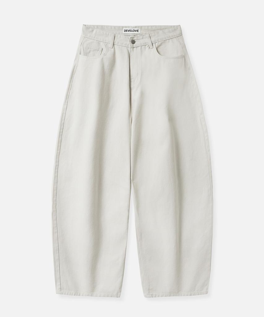 Dibellobeu Bold Balloon Fit Cotton Pants_Ecru