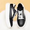 Fashion Casual Leather Vulcanized Shoes British Genuine Leather Thick Bottom Board Shoes Fashion Designer Flats New Trendy Walking Shoes