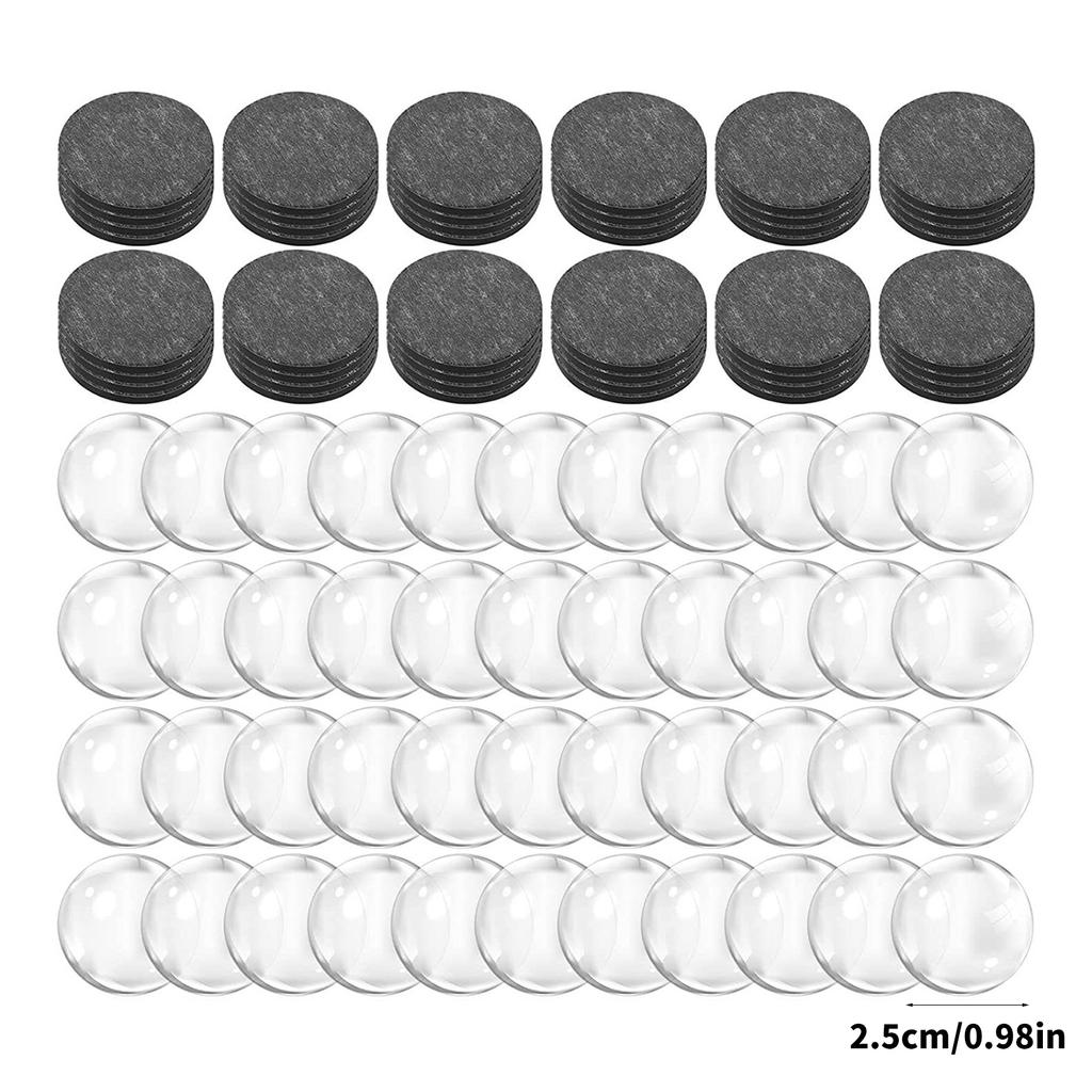 48Pcs Clear Glass Cabochons and Craft Magnets 1Inch Round Fridge Magnets with Adhesive Backing for Refrigerator Magnet