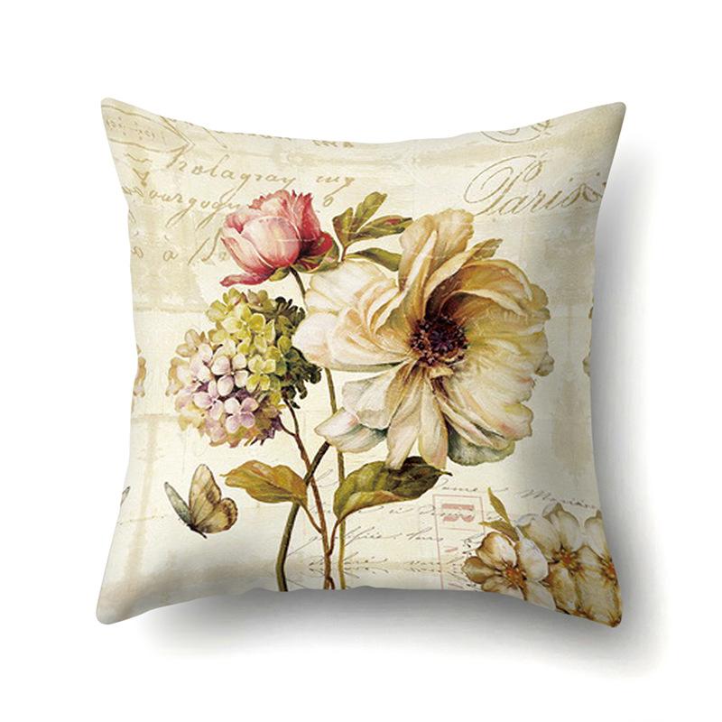Polyester Pillowcase Automobile Decoration Retro Print Pillowcase Waist Cushion Cover Tower Bedside Cushion Cover