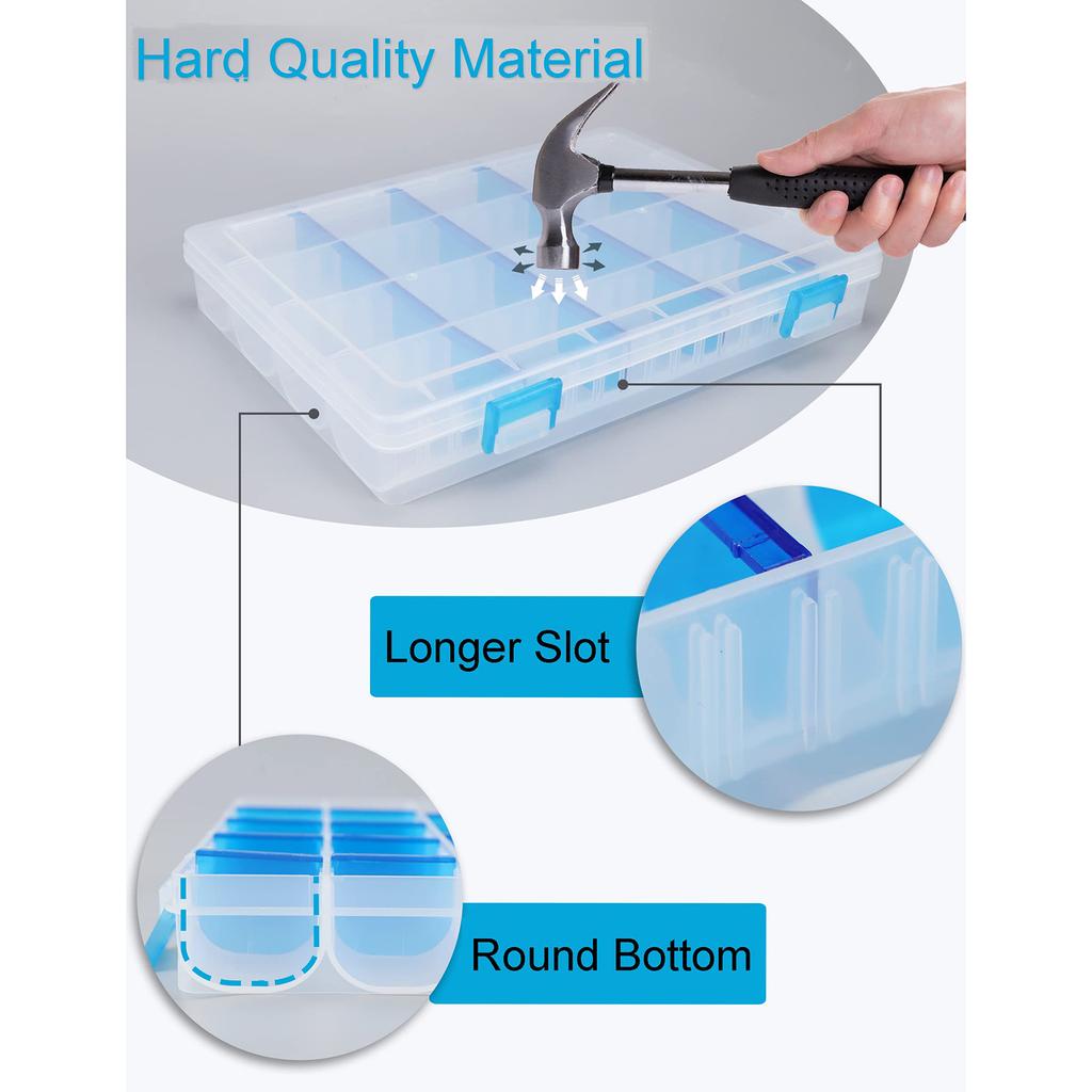 Fishing Lure Box Transparent Smooth Plastic Storage Container With 16 Partition Plates Organizer For Fishing Gear