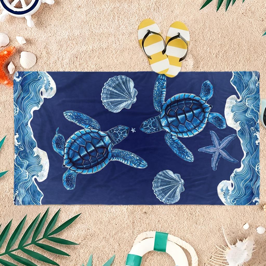 Waves and Sea Turtles Beach Towel Quick-drying Super Absorbent Suitable for Swimming Beach Pool Gym Summer Gift for Friends