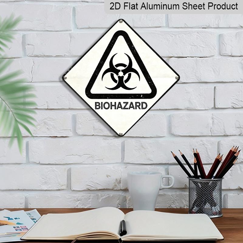 2D Flat -1pc, Featuring A Biohazard Theme, Safety Sign Gift for Research Enthusiasts, Vintage Metal Plaque, Suitable for Decorating Laboratories