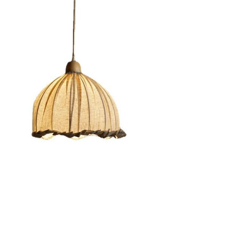 Japanese Southeast Asian Retro Cotton Linen Chandelier Room Decor Bedroom Living Room Pendant Lamp Restaurant Led Lights Lustre