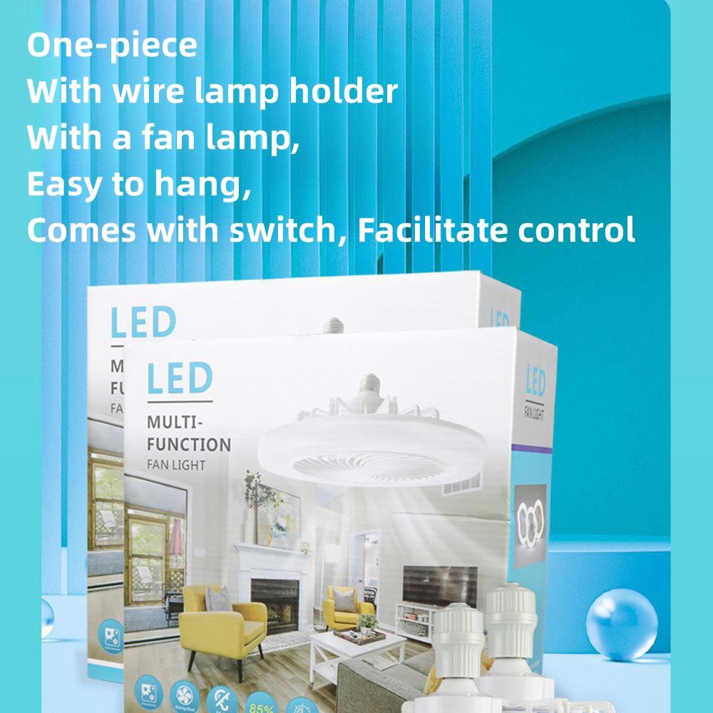 E27 LED Fan Light with Remote Control, 3 Color Adjustable, 85-265V, for Kitchen Bedroom 2-in-1 Summer Cooling Lighting Tool