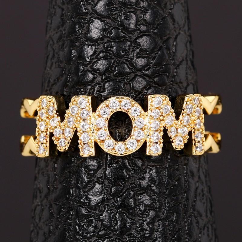

Inlaid MOM ring, love type Mother s Day opening adjustable ring, fashionable OL New Year s gift Opening Adjustable