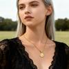Stainless Steel Snake Pattern Medallion Pendant for Women 18K Gold Plated Link Chain Necklaces Clavicle Chain Statement Jewelry