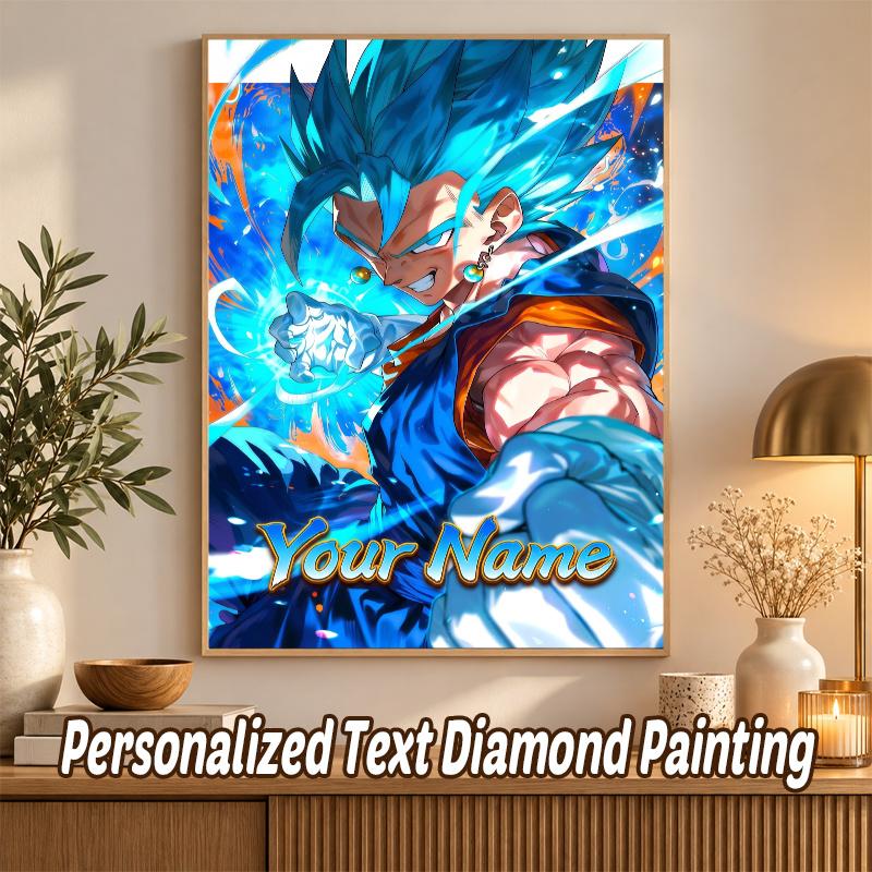Gogeta Custom Name Diamond Painting Personalized 5D Full Drill DIY Diamond Art Home Decor