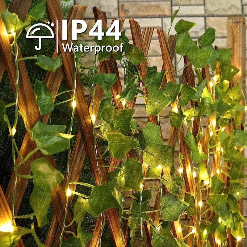 4M 20LED Solar Vine String Lights Outdoor Waterproof Artificial Ivy Leaves Decor Fairy Lights for Christmas Garden Wedding