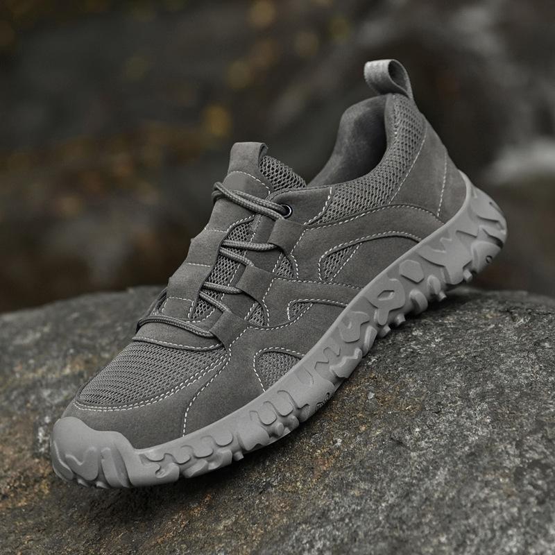 Men's Shoes 2025 Summer New Outdoor Breathable Mesh Non-slip Sports Shoes Low-top Travel Lace-up Hiking Casual Shoes