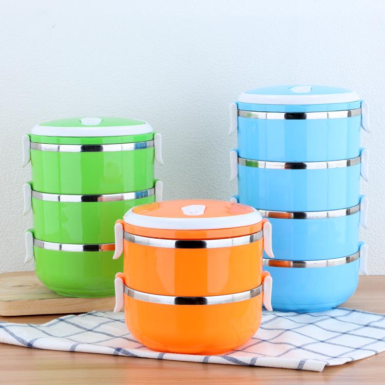 Stainless Steel Multi-layer Insulated Bento Box for Students and Office Use