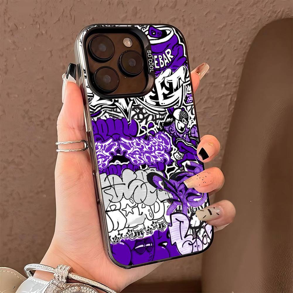 Cool Black Graffiti Color Phone Case For IPhone 17 16 15 14 13 12 11 Pro Max Plus Pro Shell