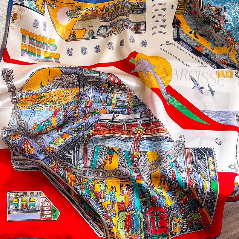 Natural Silk Scarf Women Square Neck Shawls Wraps For Ladies Foulard Scarves Pashmina Female Hijab Bandana Bufanda Poncho