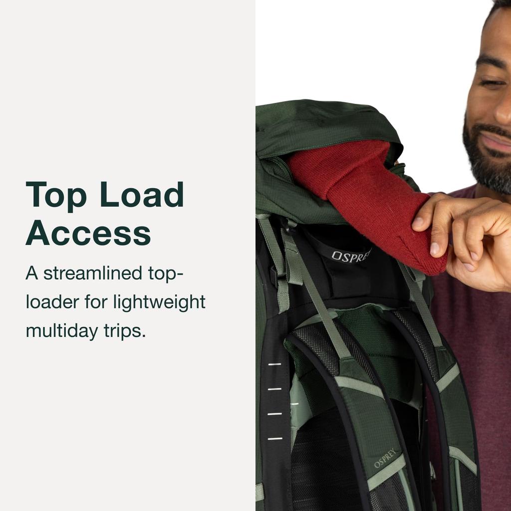 Osprey Talon 44L Lightweight Hiking Backpack with 6 Men's Hipbelt, Black/Coal Grey, Large/X-Large, Liters.