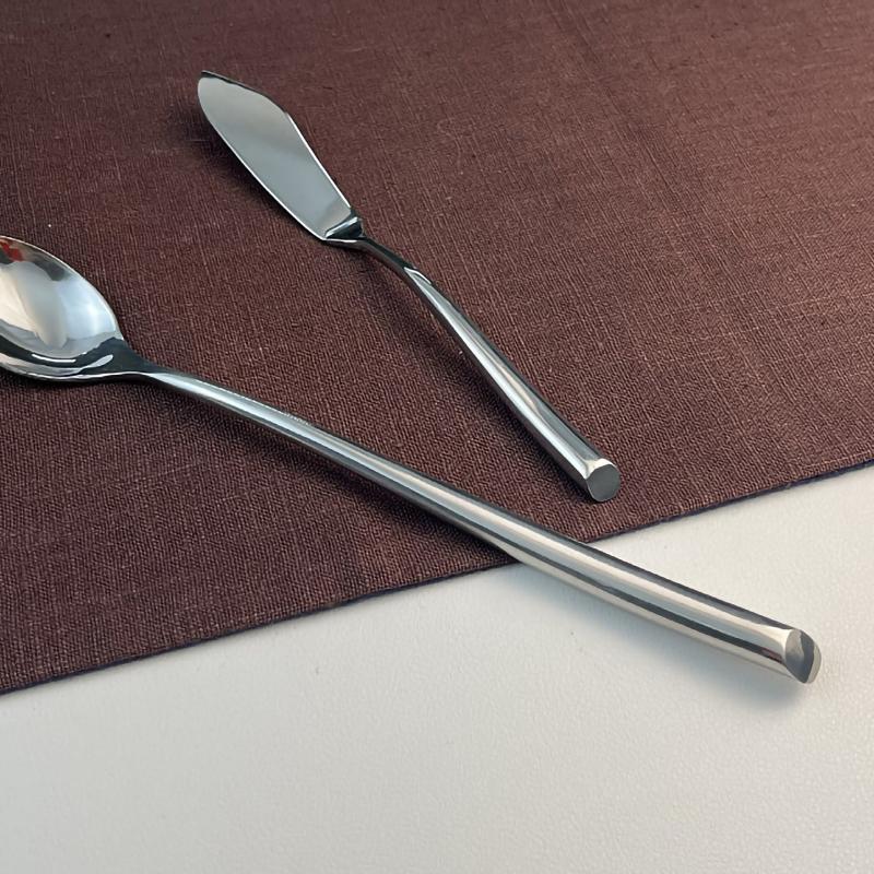 Stainless Steel Spoon and Fork Set, Diagonal Handle, Light Luxury Steak Knife, Spoon Set, 14Pcs