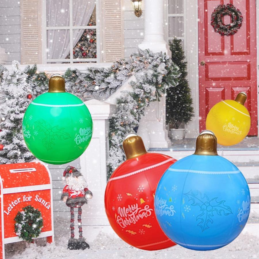 Riesen Weihnachtsdekoration Aufblasbare Kugel 60*48cm Aufblasbar Rot Grün Elch Schneemann Spielzeugkugel Outdoor Weihnachts Garten Dekoration
