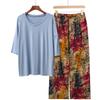 Pajamas Women's Spring and Summer New V-neck Short-sleeved Cotton and Linen Pants European and American Large-size Loungewear Two-piece Set