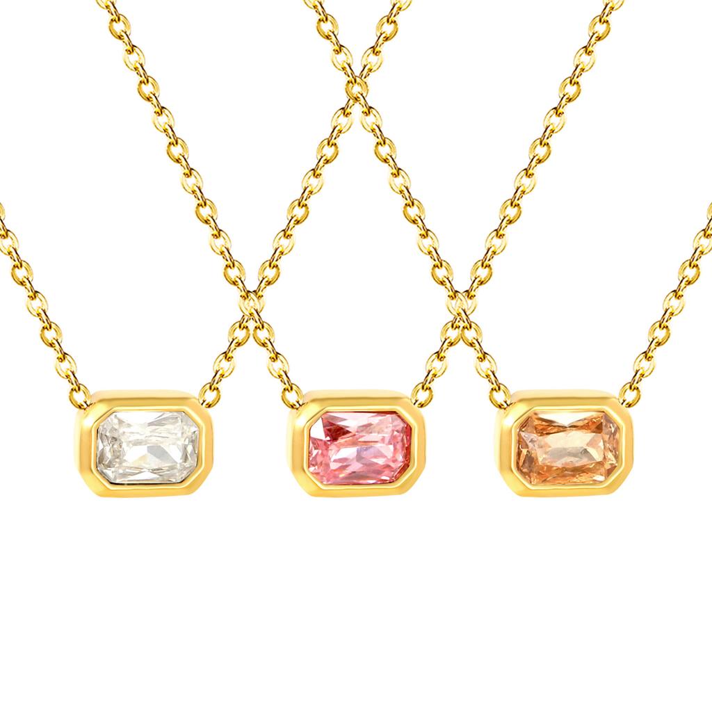 Zircon Pendant Necklace Gentle Sweet Clavicle Chain Steel Ball Bracelet 18K Gold Stainless Steel Jewelry