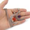 Hollow Moon Natural Crystal Bead Pendant Necklace Amethyst Pendant Couple N598
