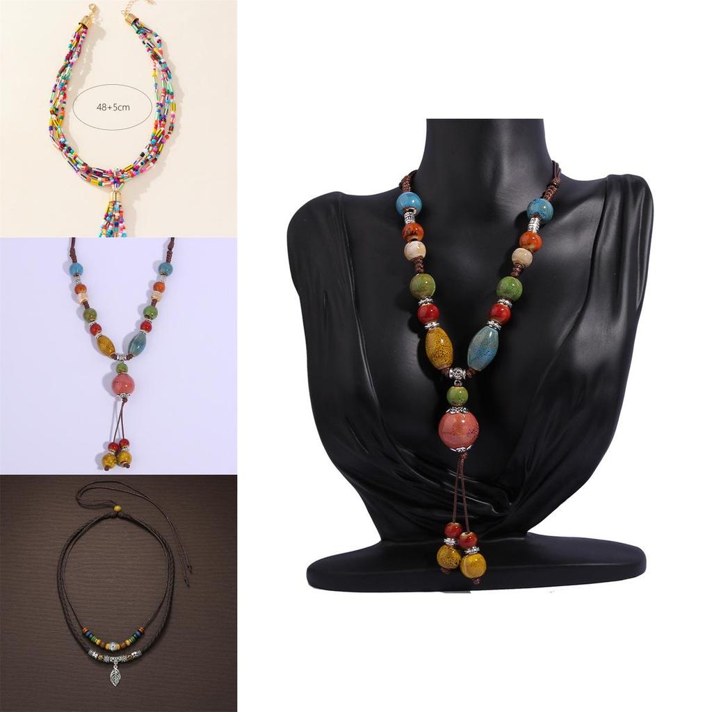 Multilayer Beaded Jewelry With Metal Pendant For Office Casual Women Accessories