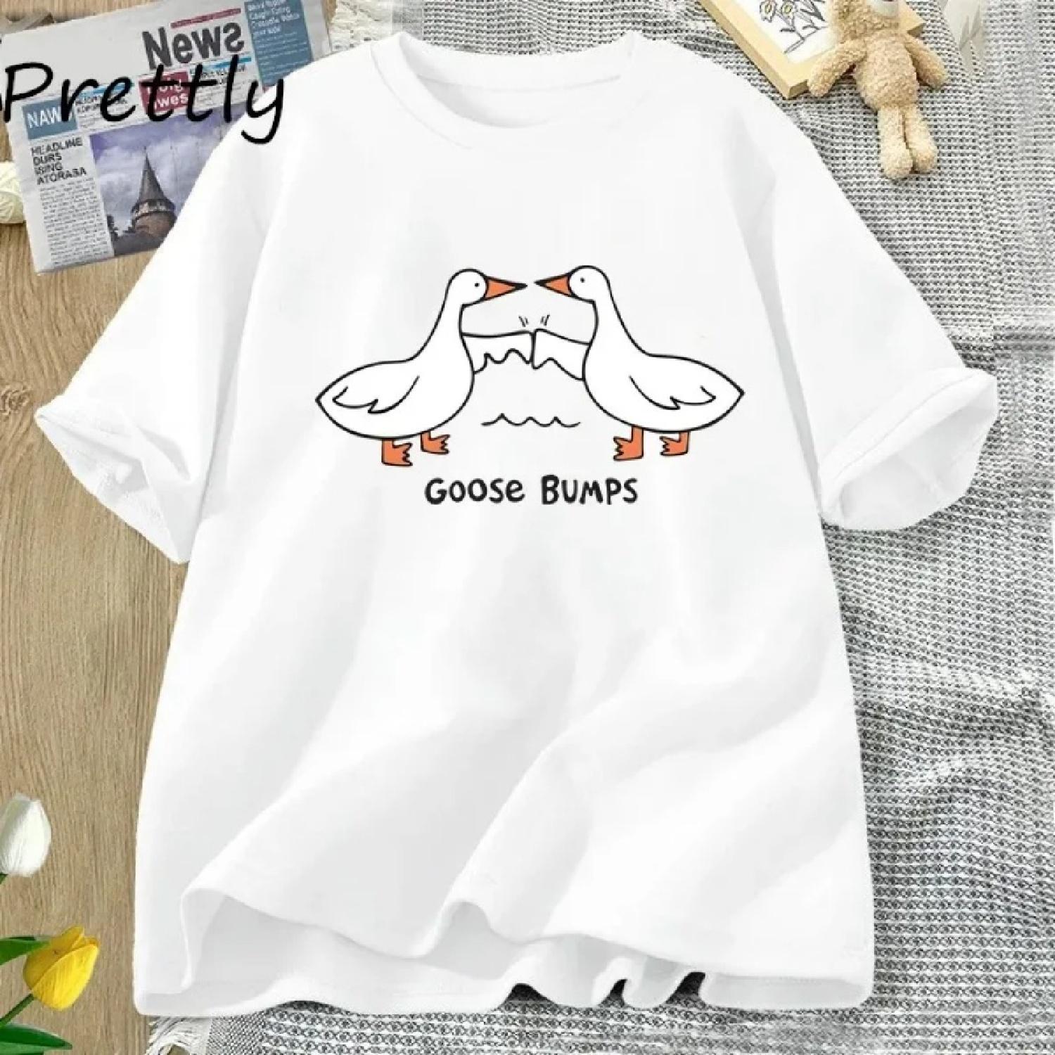 

Silly Goose Bumps T Shirt for Women Men Funny Cotton Printed T-shirt Summer Short Sleeve Loose Oversized Tees Unisex Streetwear XXXXXL