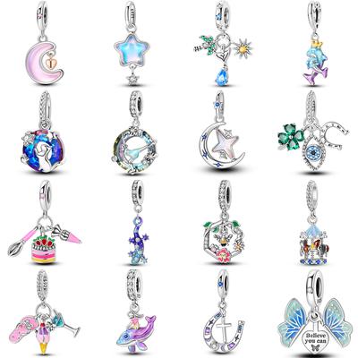 Fit Original Bracelet New Copper Butterfly Whale Stars Moon Charms Pendants For Women Jewelry Making Gift