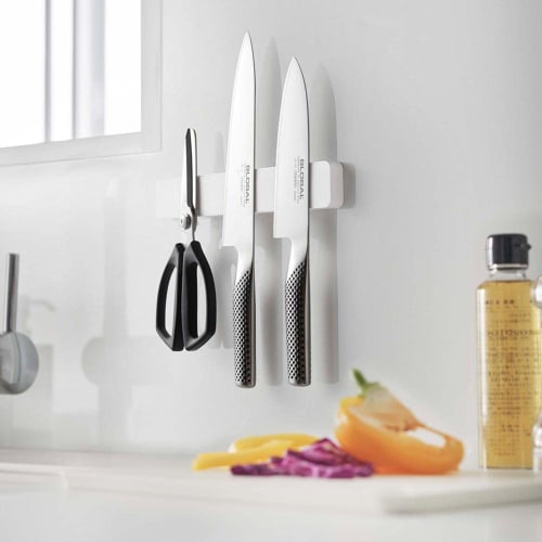 Yamazaki Jitsugyo Magnet & Wall Knife Holder W25 White Approx. W25XD1.7XH4cm Tower Silicone Surface Knife Storage 5199