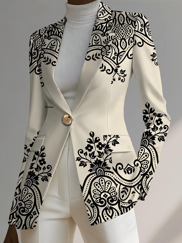Newest Trendy Women's Blazer Elegant Kimono Style Printed Knit Women's Suit