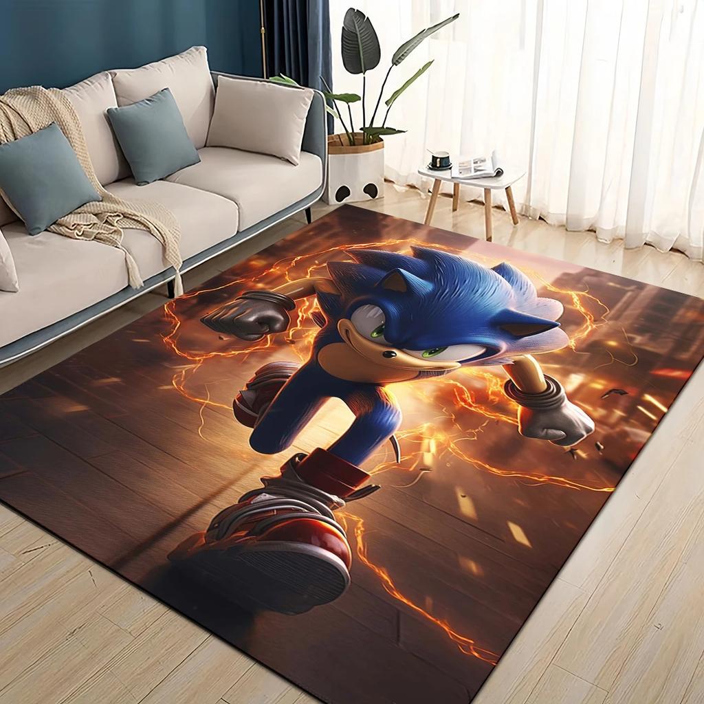 Cartoon 3D S-Sonics Retro Carpet Rug for Living Room Bedroom Home Sofa Decoration,Kids Play Non-slip Floor Mat