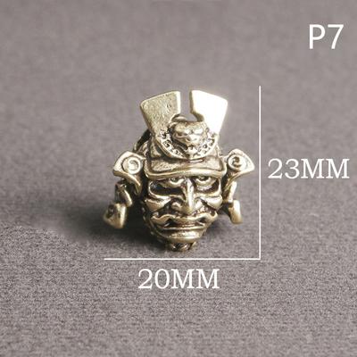 1Pc Vintage Samurai Helmet Knife Beads Woven Paracord Lanyard Pendants Outdoor Edc Umbrella Rope Brass Diy Accessories