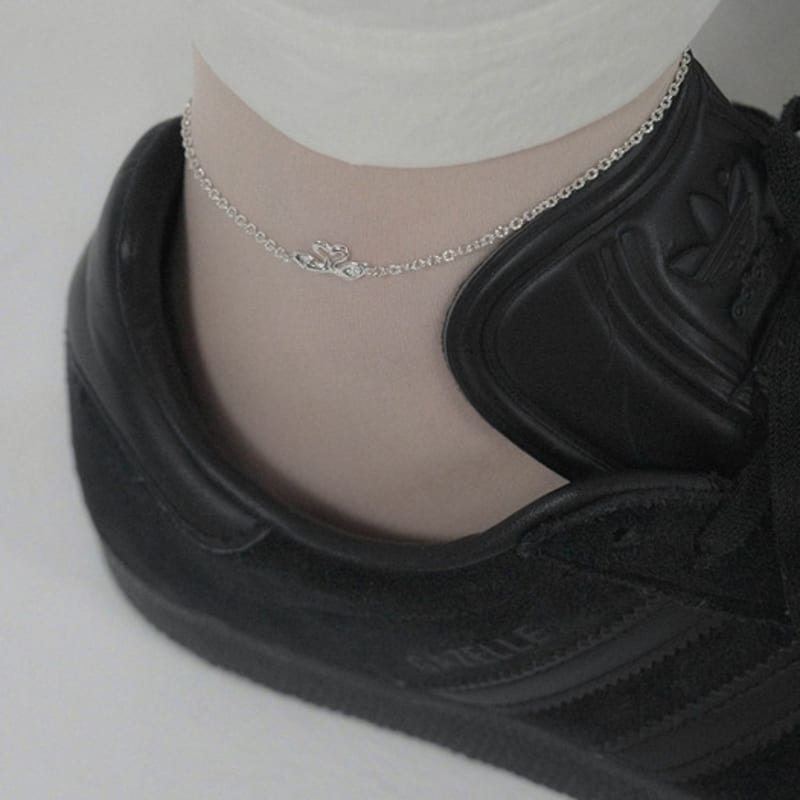 

Baked Alaska [SILVER] Kissing Swan Chain Anklet SILVER OS