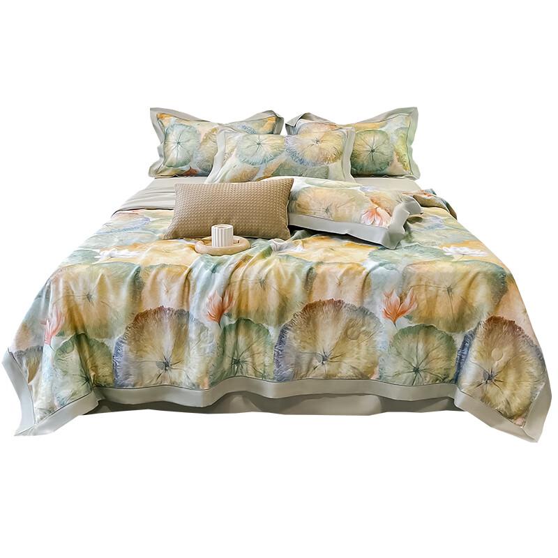 

LENGARY 60S Tencel Hollow-Out Print Summer Quilt