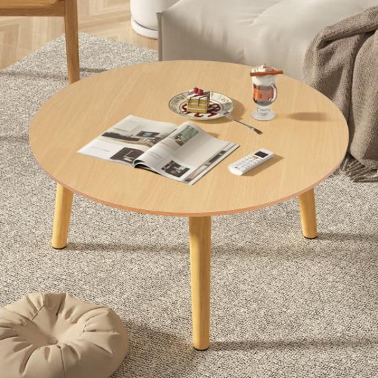 Household Small Apartment Dining Table, Simple Round Kitchen Table, Nordic Style Food Table, with Smooth Surface, 4 Wood Legs