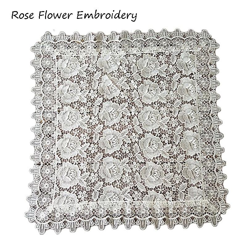 

НОВАЯ квадратная скатерть с вышивкой в виде розы, обеденный стол, скатерть для кухни, рождественский свадебный стол, украшения и аксессуары Square 60cm
