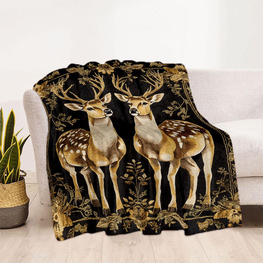 Deer Blanket Durable Comfort Great for Bedding Office Chair Bed for All Seasons Playful Design Suitable for Gifting Relatives and Friends