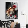 Art Red Lips Canvas Painting Print Pictures Lovers Girl Fire Money Wall Art Poster Modern for Living Room Office Bar Home Decor