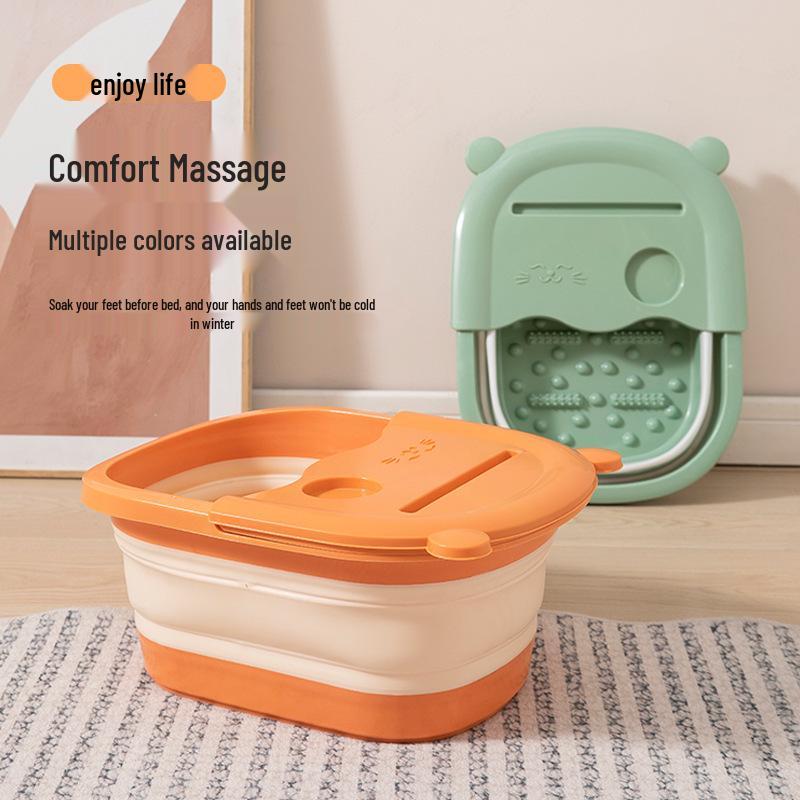 Compact Foldable Footbath with Cover - Deep Massage Foot Soak Bucket for Adults