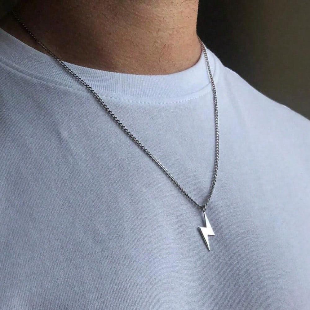 Trendy Men's Lightning Cable Knit Chain Pendant - Hip Hop Style Accessory