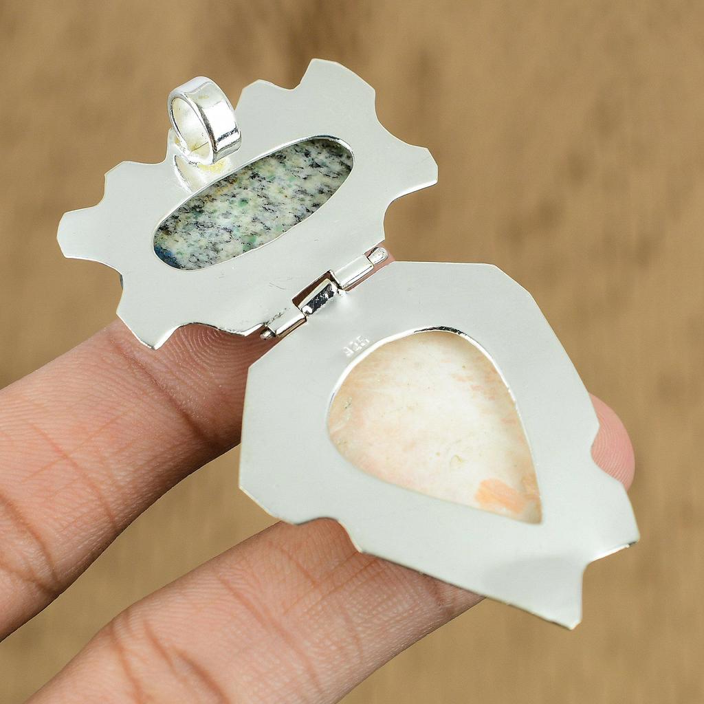 Natural K2 Jasper Gemstone Pendant Handmade 925 Sterling Silver Indian Jewelry