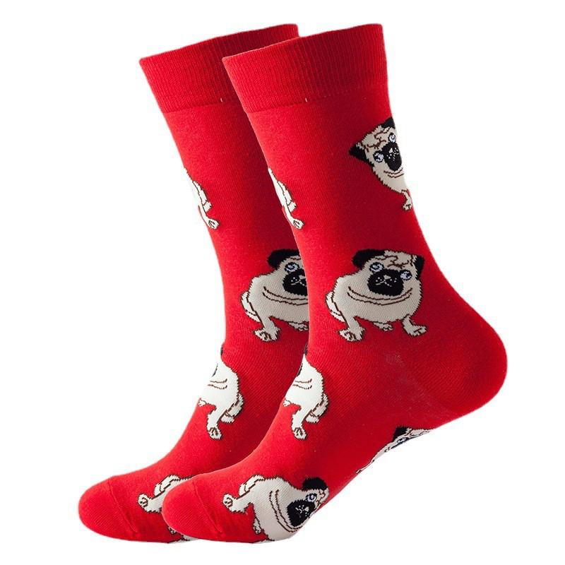 Mens Cotton Cartoon Animal Socks Mid-Calf Casual Trendy Youth Wear