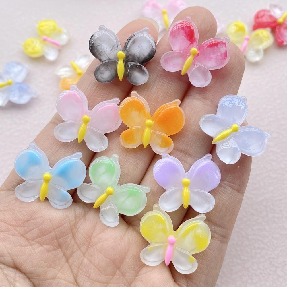 20Pcs New Resin Cartoon Colorful Butterfly Series Flat Back Cabochons Scrapbooking DIY Jewelry Craft Decoration Accessories