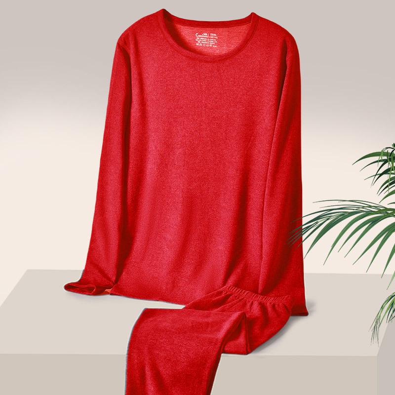Yuyue Men's Silk Thermal Underwear Set: Spring/Autumn German Cashmere Velvet Top & Pants, Large Size.