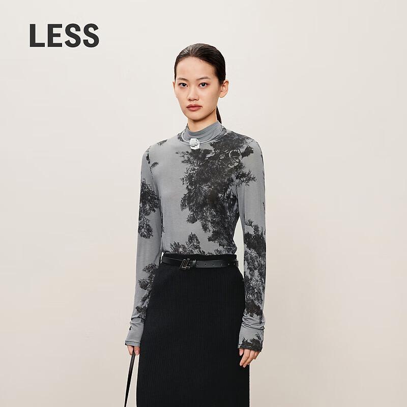LESS 2024 Autumn New Printed Long Sleeve T-Shirt S